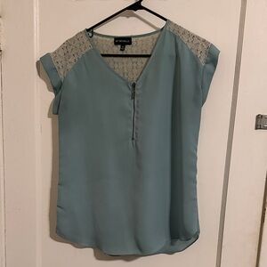My Michelle Women's Teal Lace Sleeve Blouse